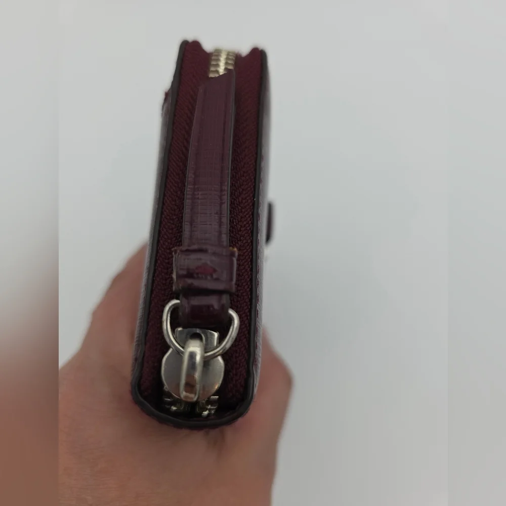 Coach Burgundy Patent Leather Wallet with Bow Accent - Picture 5 of 7